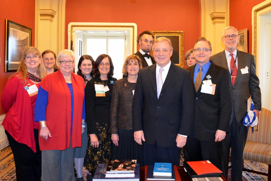 U.S. Senator Dick Durbin [D-IL] met with members of the American Alliance of Museums where he was presented with an award for his support of the Illinois museum community